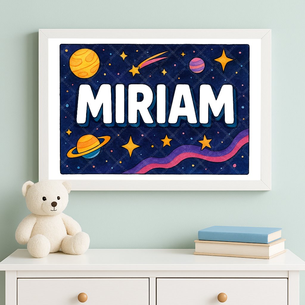 Personalized space name art for Miriam
