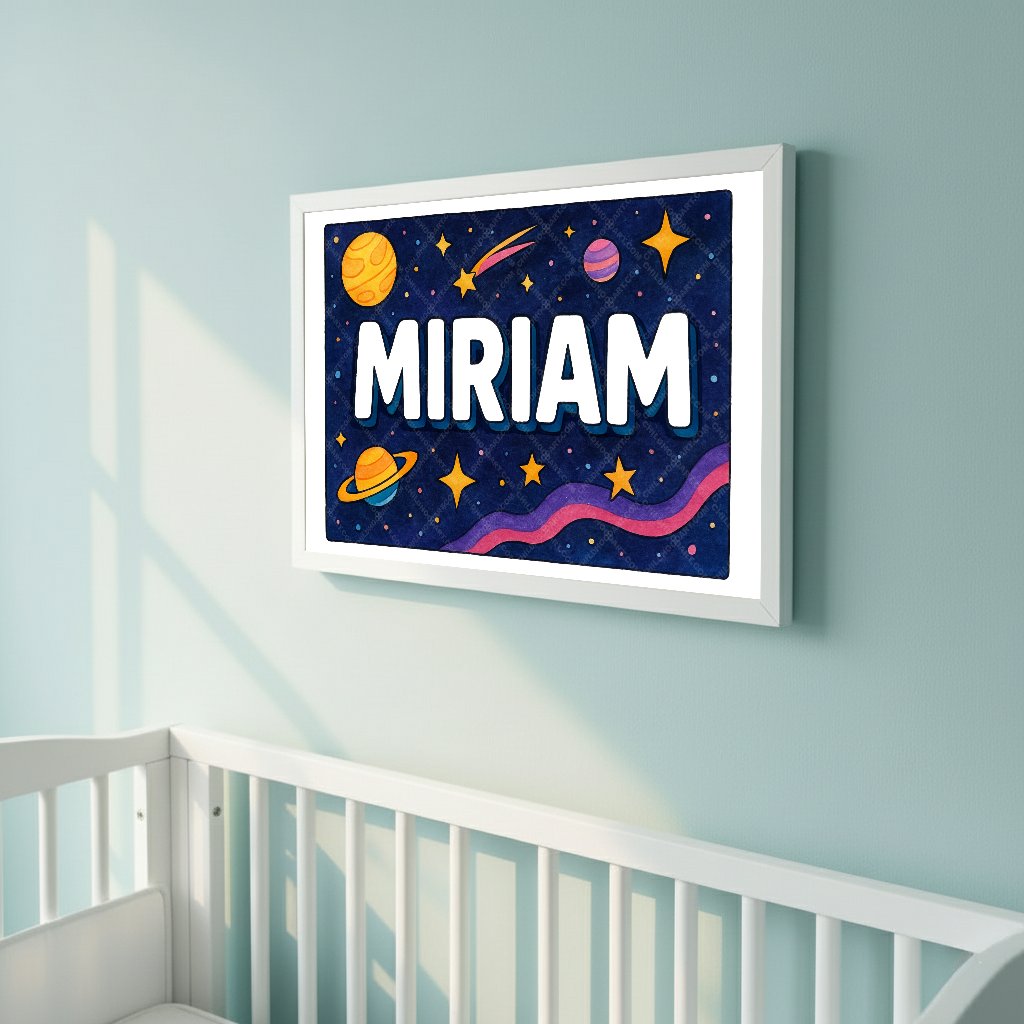 Personalized space name art for Miriam