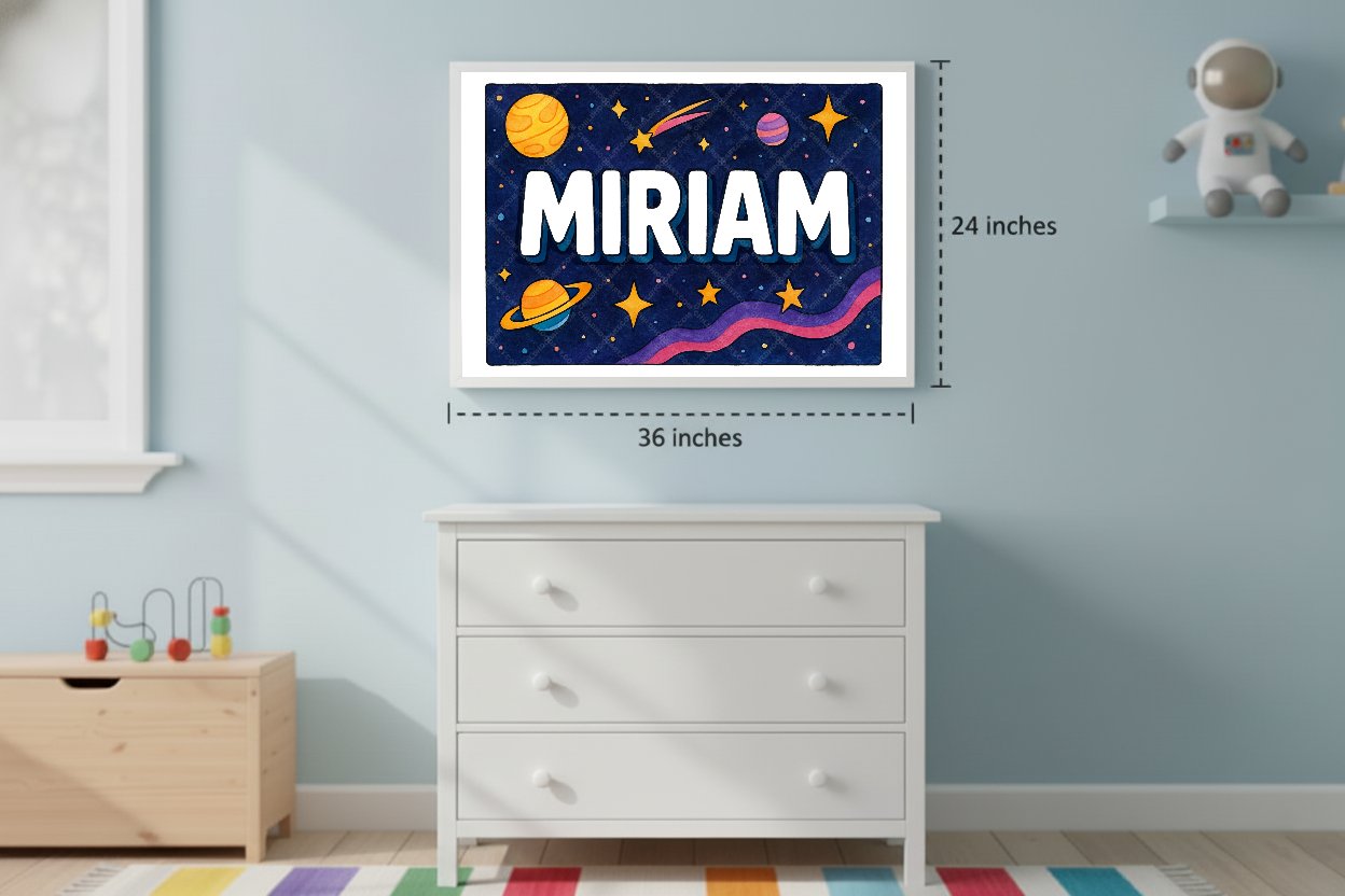 Personalized space name art for Miriam