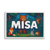 Misa Name Art - Forest Friends personalized wall print for kids