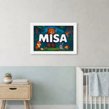 Misa Name Art - Forest Friends personalized wall print for kids