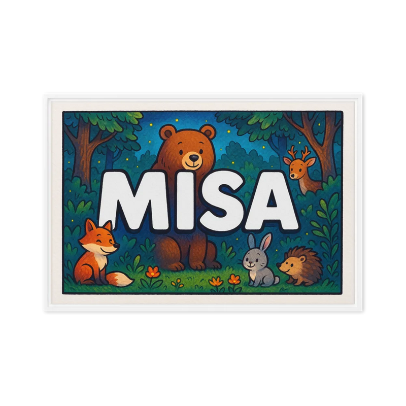 Misa Name Art - Forest Friends personalized wall print for kids
