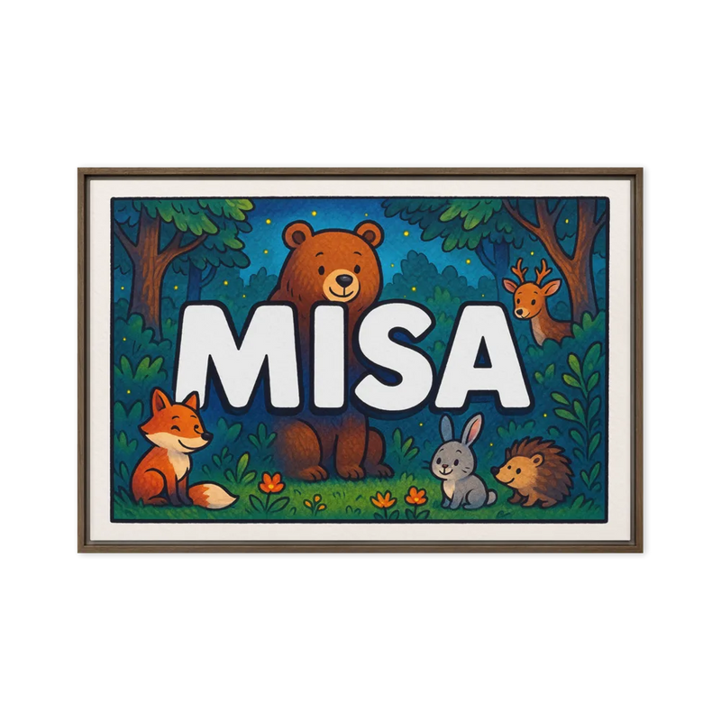 Misa Name Art - Forest Friends personalized wall print for kids