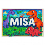 Misa Name Art - Dinosaur Adventure personalized wall print for kids