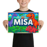 Misa Name Art - Dinosaur Adventure personalized wall print for kids