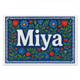 Miya Name Art - Floral Farmhouse personalized wall print for kids