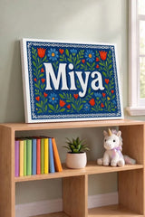 Miya Name Art - Floral Farmhouse personalized wall print for kids