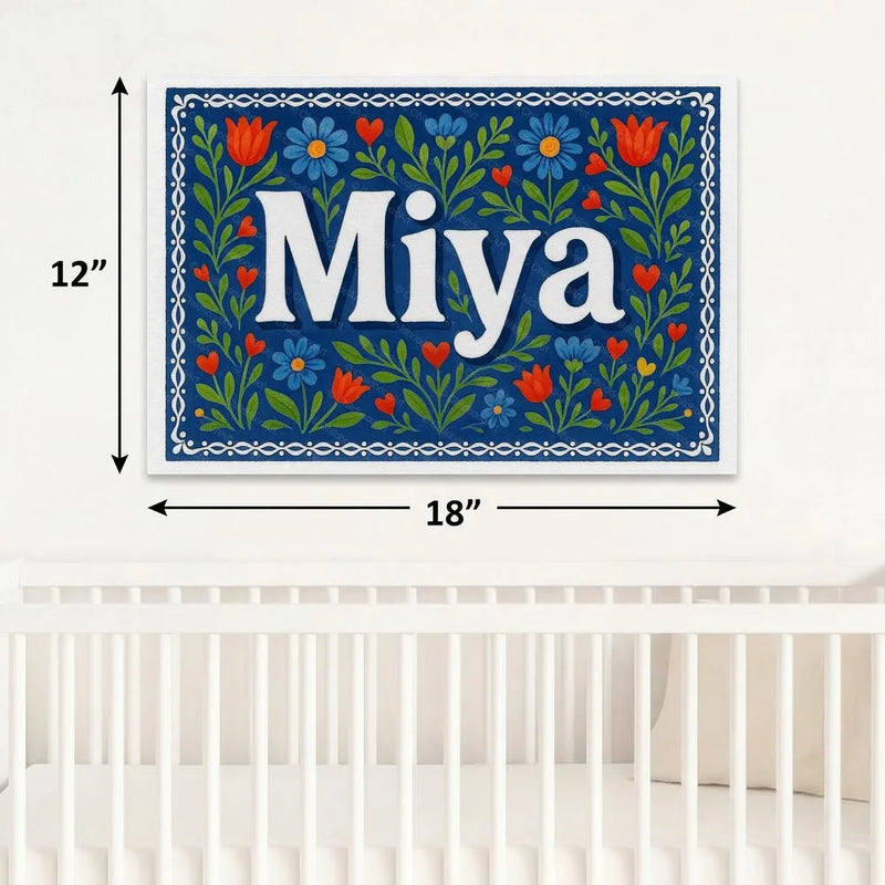 Miya Name Art - Floral Farmhouse personalized wall print for kids