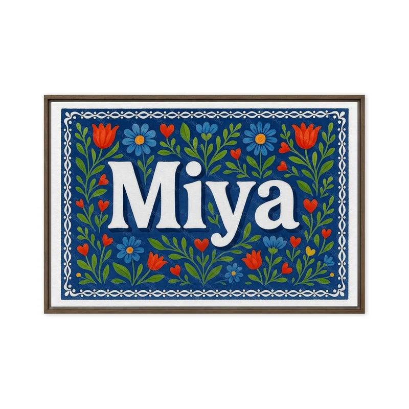 Miya Name Art - Floral Farmhouse personalized wall print for kids