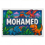 Mohamed Name Art - Dinosaur Adventure personalized wall print for kids