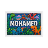 Mohamed Name Art - Dinosaur Adventure personalized wall print for kids
