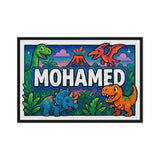 Mohamed Name Art - Dinosaur Adventure personalized wall print for kids