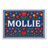 Mollie Name Art - Floral Farmhouse personalized wall print for kids