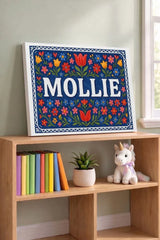Mollie Name Art - Floral Farmhouse personalized wall print for kids