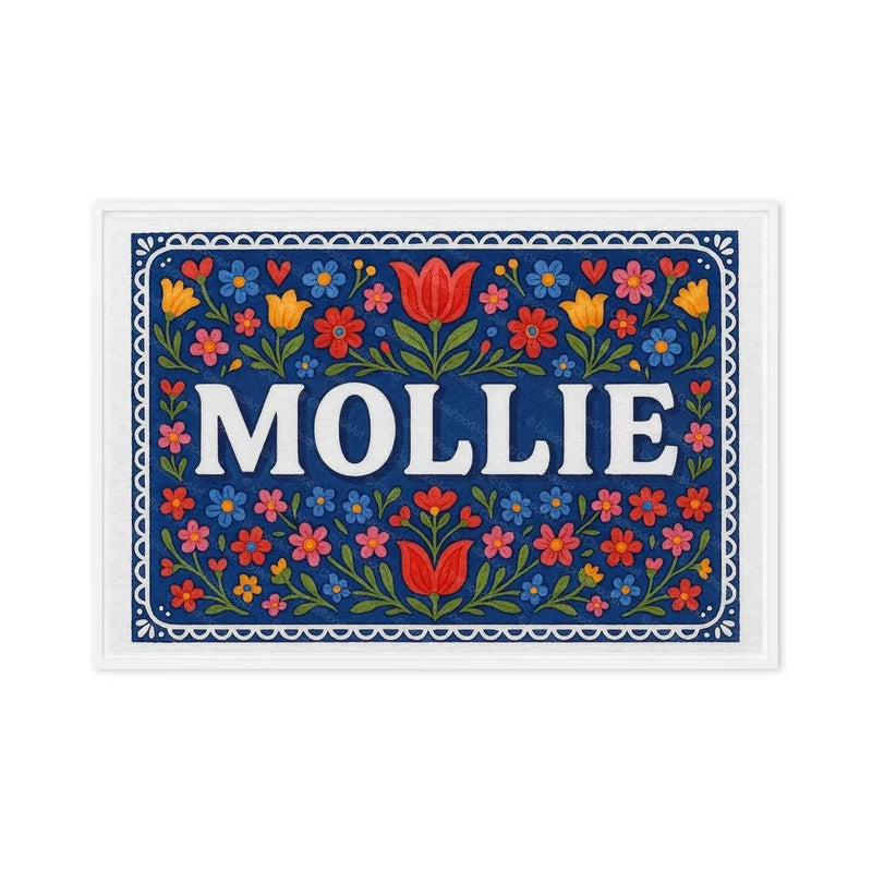 Mollie Name Art - Floral Farmhouse personalized wall print for kids