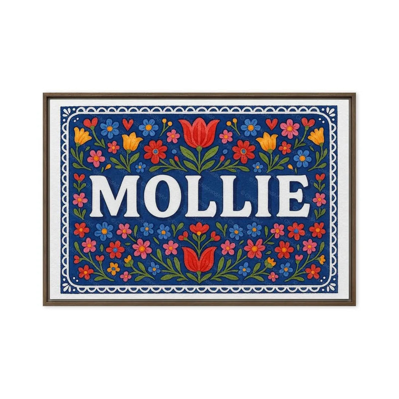 Mollie Name Art - Floral Farmhouse personalized wall print for kids