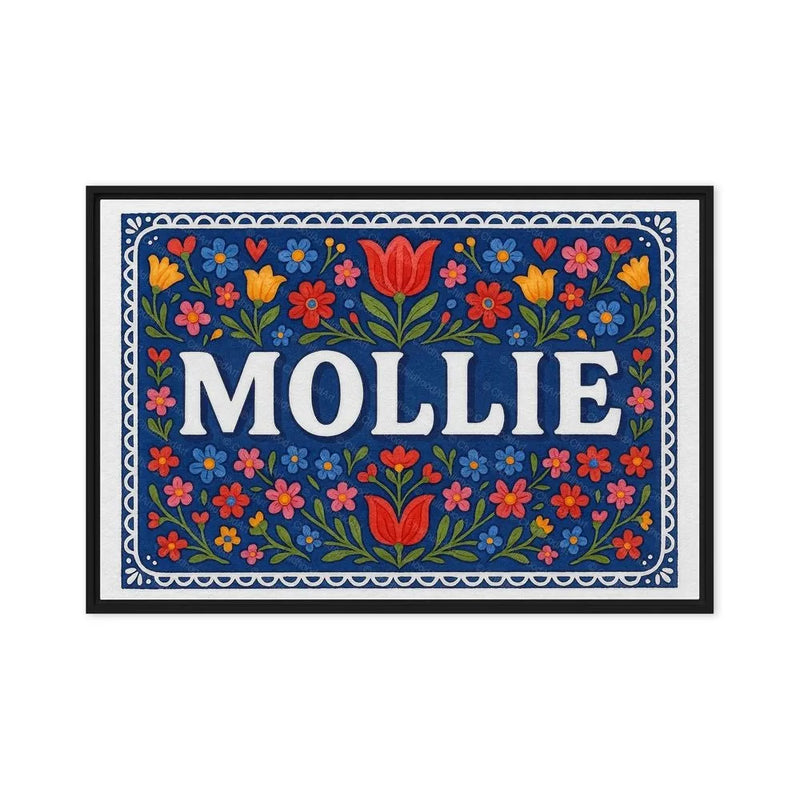 Mollie Name Art - Floral Farmhouse personalized wall print for kids