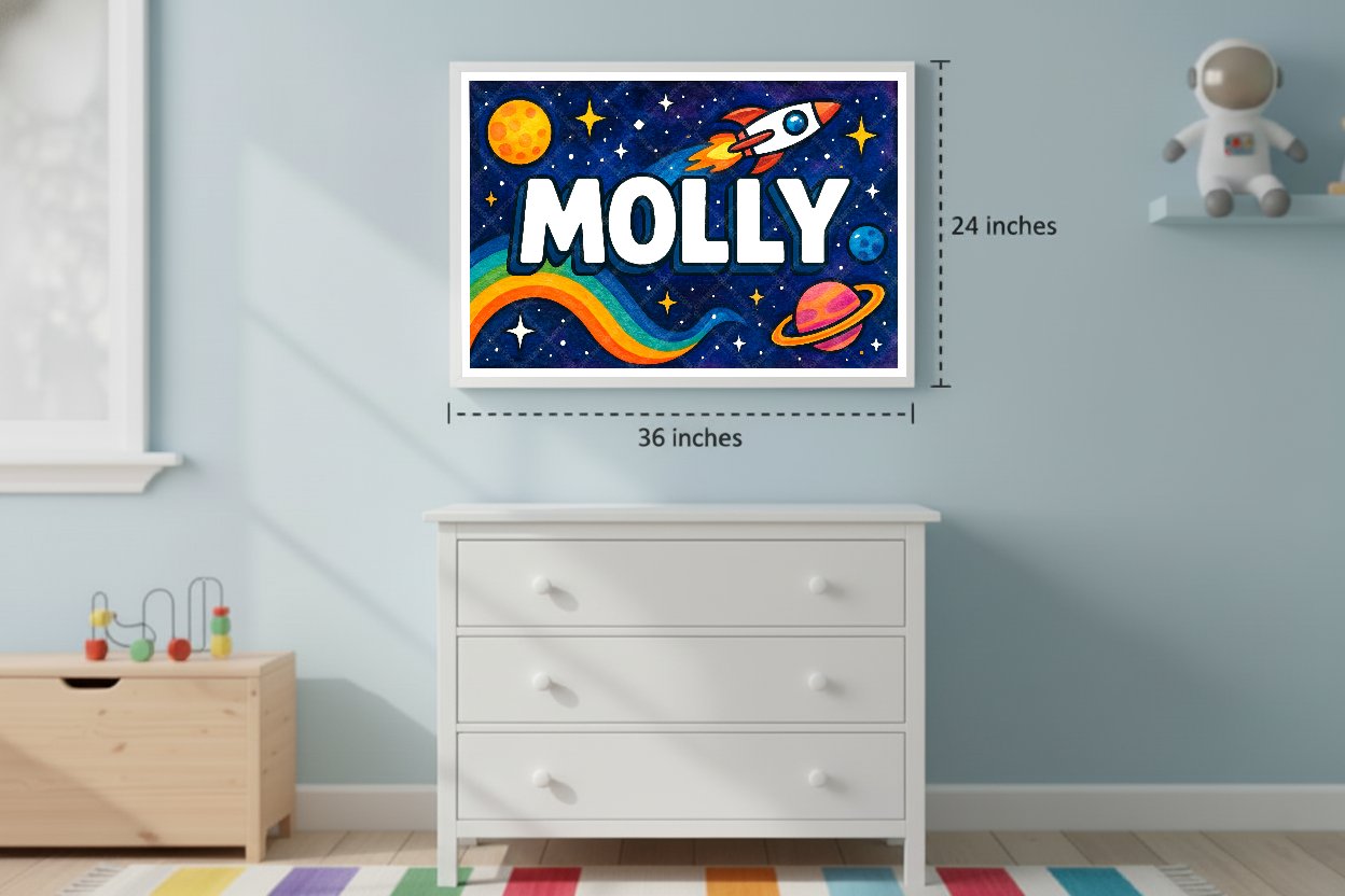 Personalized space name art for Molly