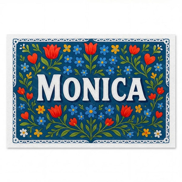 Personalized Monica name art print in the Floral farmhouse style
