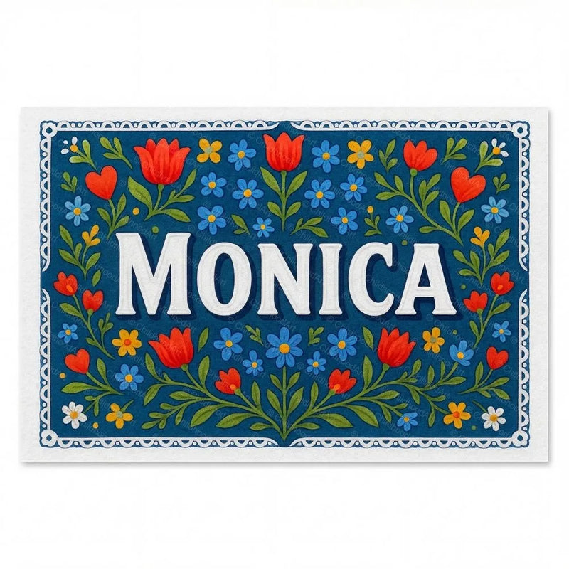 Monica Name Art - Floral Farmhouse personalized wall print for kids