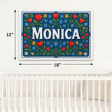 Monica Name Art - Floral Farmhouse personalized wall print for kids