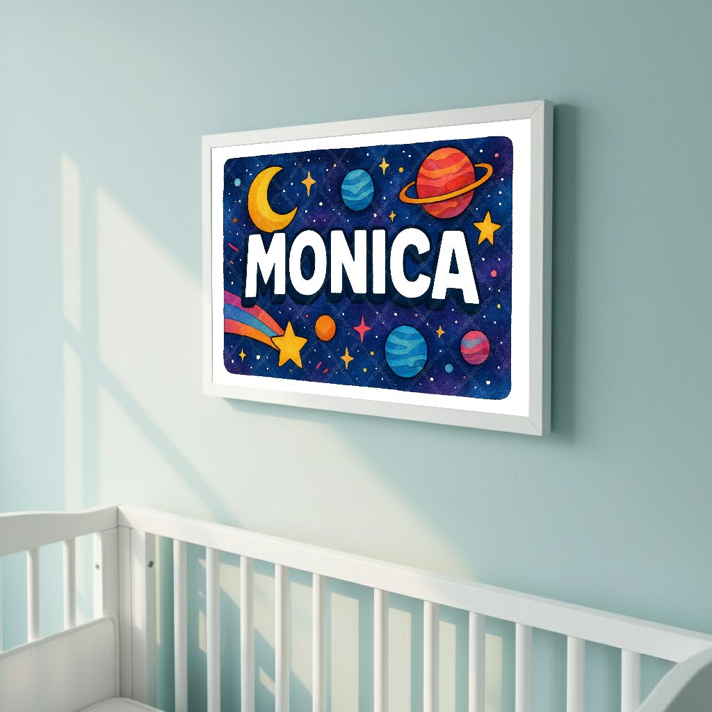 Personalized space name art for Monica