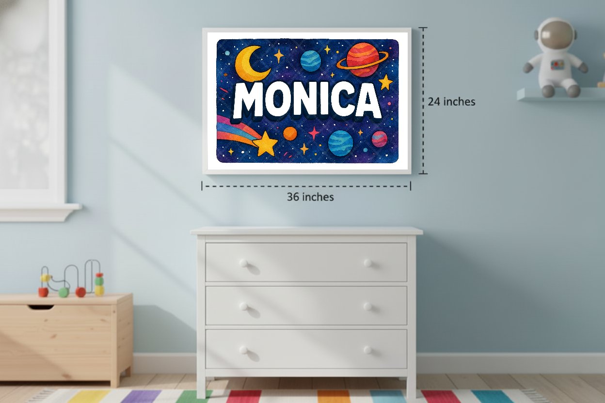 Personalized space name art for Monica