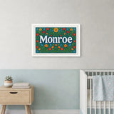 Monroe Name Art - Floral Farmhouse personalized wall print for kids
