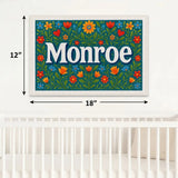 Monroe Name Art - Floral Farmhouse personalized wall print for kids