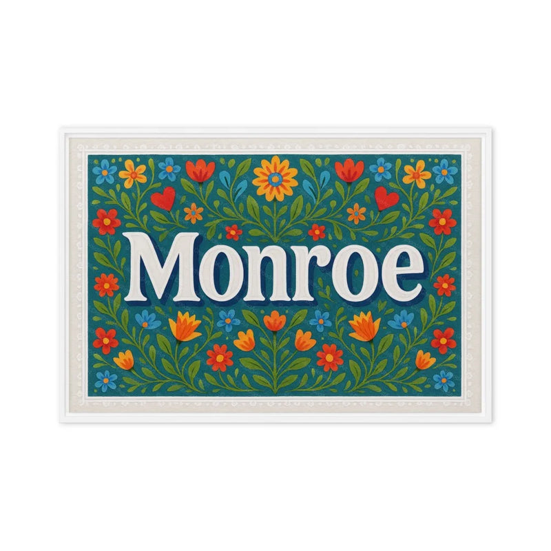 Monroe Name Art - Floral Farmhouse personalized wall print for kids