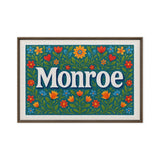 Monroe Name Art - Floral Farmhouse personalized wall print for kids