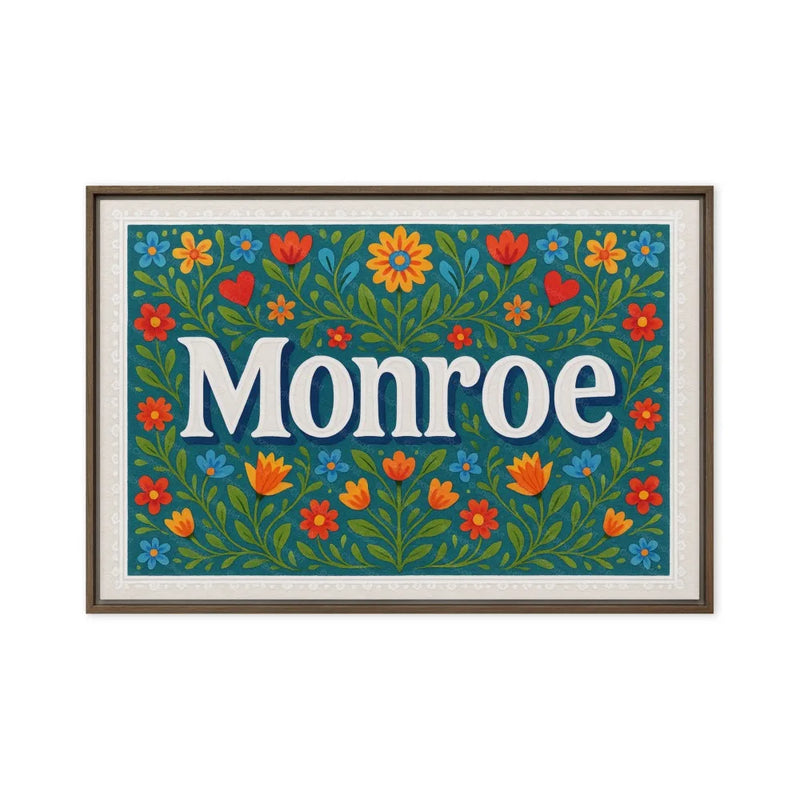 Monroe Name Art - Floral Farmhouse personalized wall print for kids