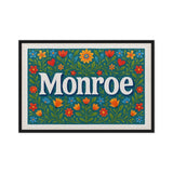 Monroe Name Art - Floral Farmhouse personalized wall print for kids