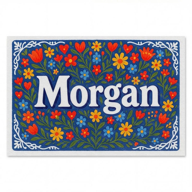 Morgan Name Art - Floral Farmhouse personalized wall print for kids