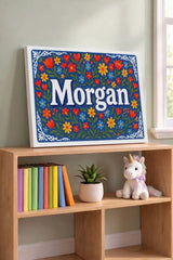Morgan Name Art - Floral Farmhouse personalized wall print for kids