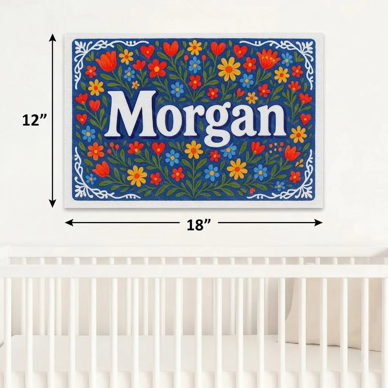 Morgan Name Art - Floral Farmhouse personalized wall print for kids