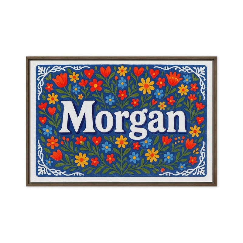 Morgan Name Art - Floral Farmhouse personalized wall print for kids