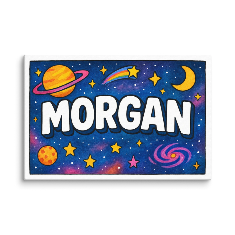 Morgan Name Art - Space Explorers personalized wall print for kids