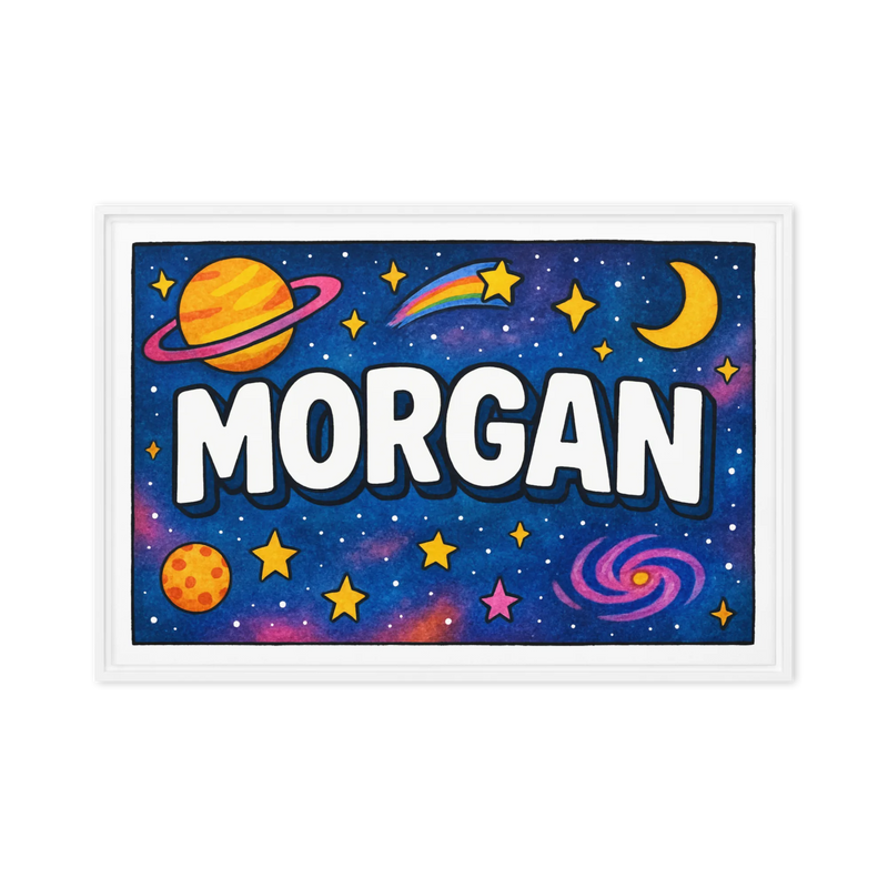 Morgan Name Art - Space Explorers personalized wall print for kids