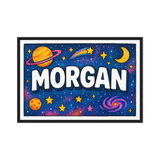Morgan Name Art - Space Explorers personalized wall print for kids