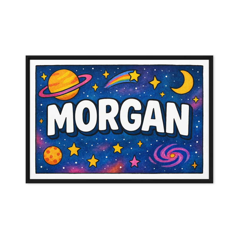 Morgan Name Art - Space Explorers personalized wall print for kids