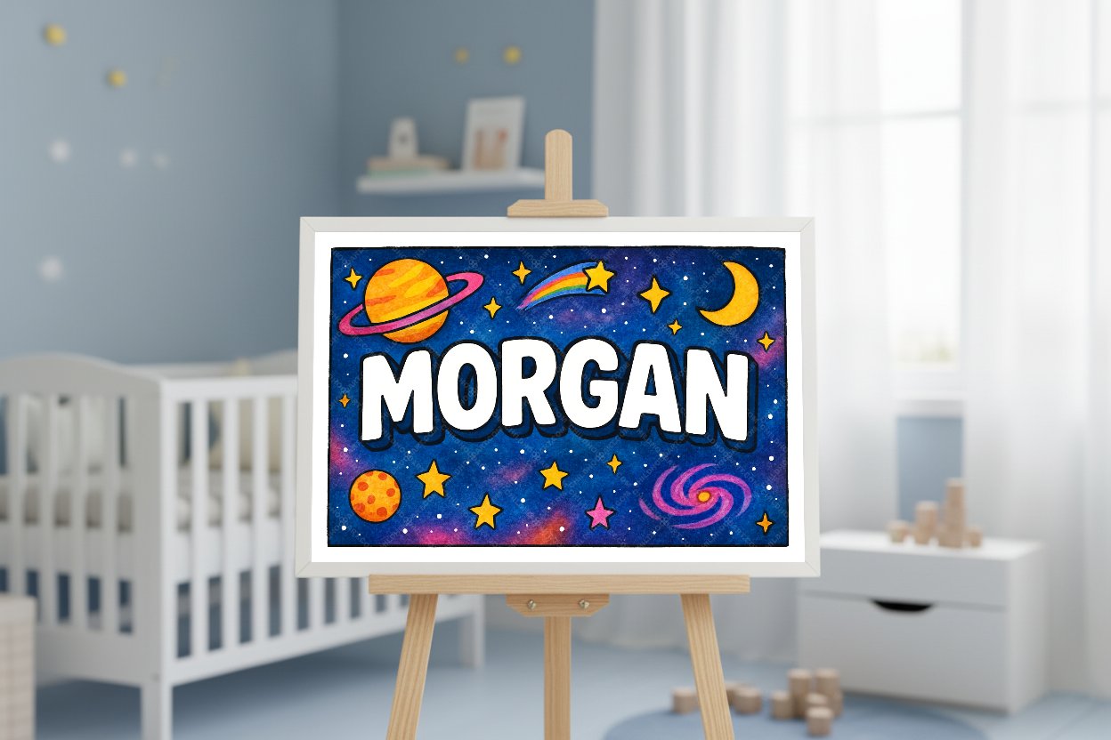 Personalized space name art for Morgan