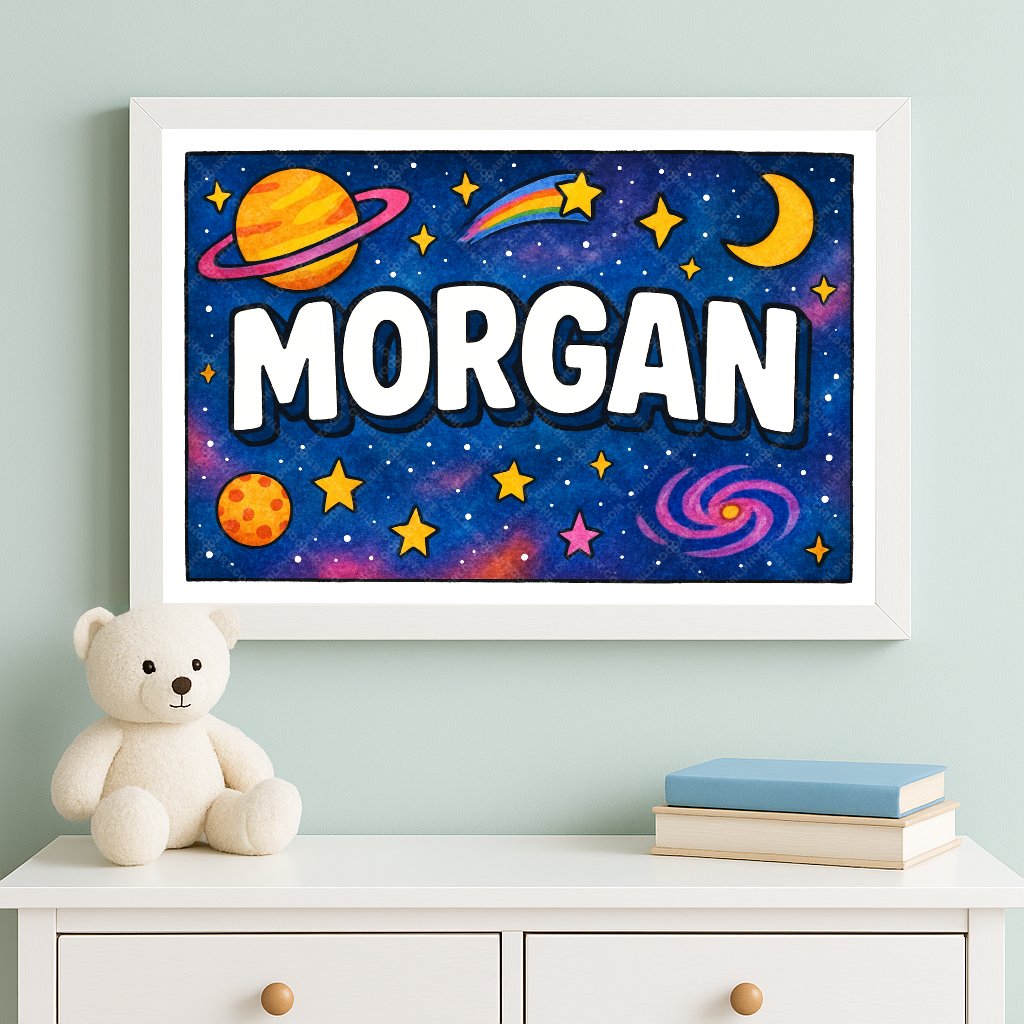 Personalized space name art for Morgan