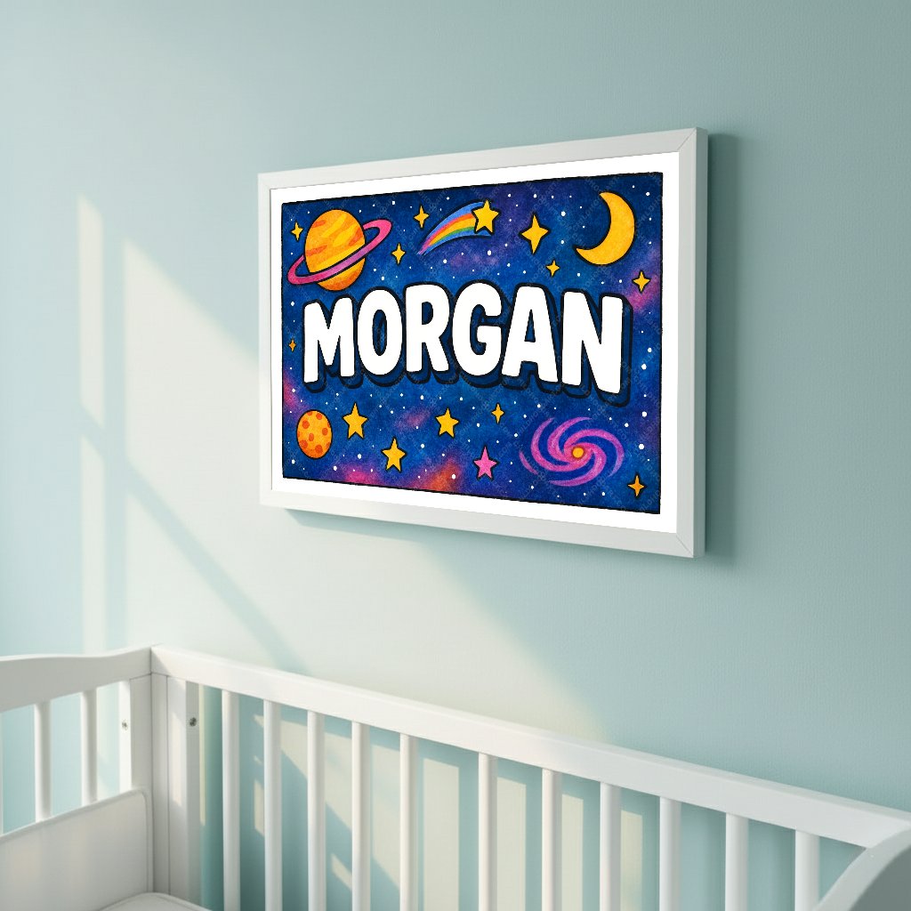 Personalized space name art for Morgan