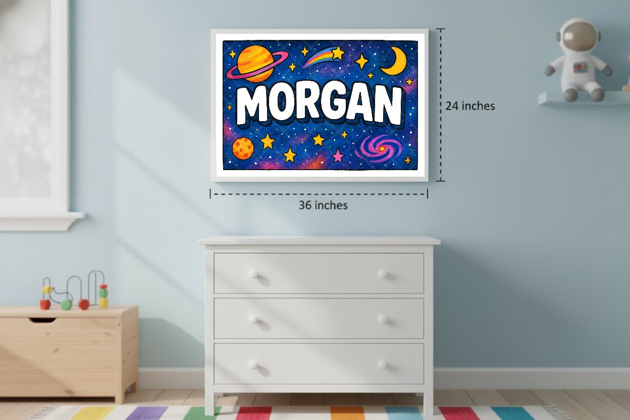 Personalized space name art for Morgan