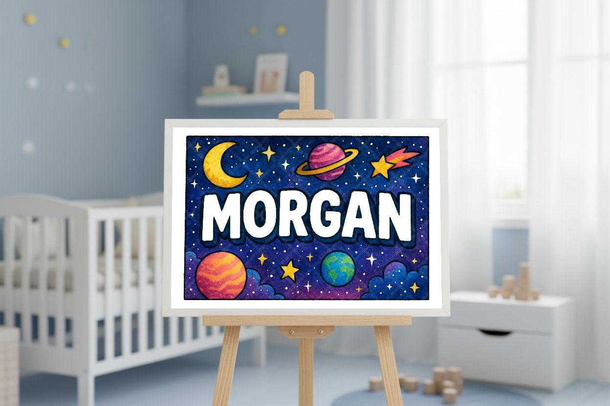 Personalized space name art for Morgan