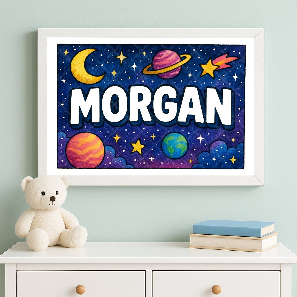 Personalized space name art for Morgan