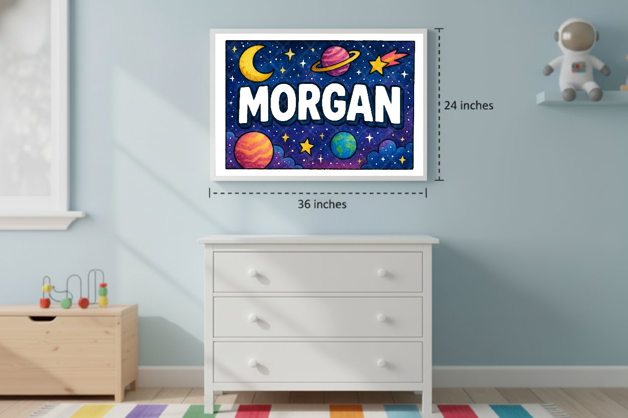 Personalized space name art for Morgan