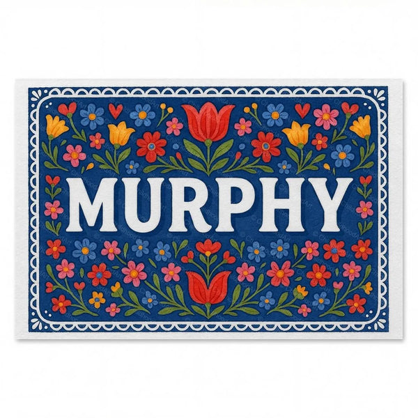 Personalized Murphy name art print in the Floral farmhouse style