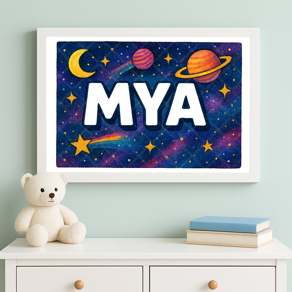 Personalized space name art for Mya